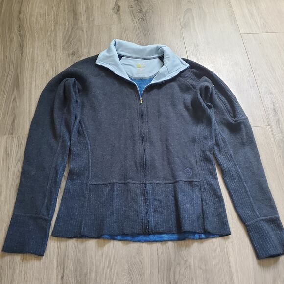 Mountain Hardwear Pullover Womens Medium Blue Full Zip Wool Blend Outdoor Hiking - Picture 1 of 8